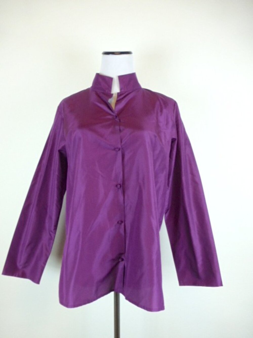 Eileen Fisher silk mandarinjacket top S purple